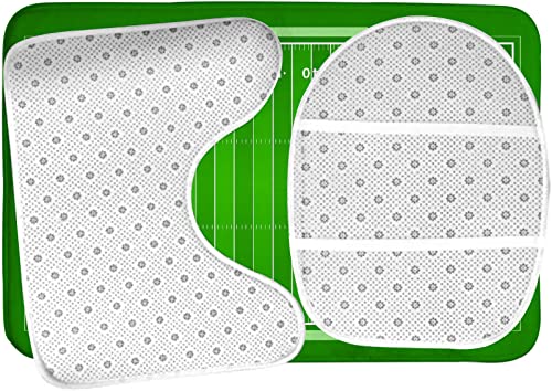 3-teiliges Badezimmerteppich-Set, Feld des Spiels, Strategietaktiken, Endzone, Touchdown-Sportarten, waschbare Badteppiche, rutschfest, mit Rückenpolster, Konturteppich und Toilettendeckelbezug – Bild 6