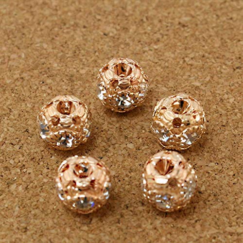 8 * 9mm 4 pezzi forma rotonda disponibile perline con strass distanziatore per gioielli di moda, oro rosa