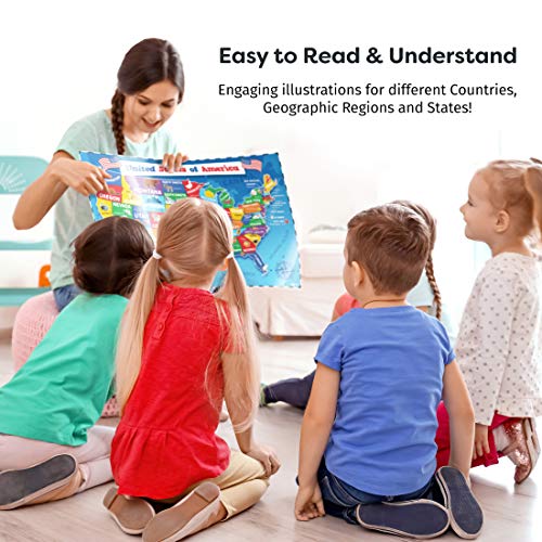 Snapklik United States World Map Poster For Kids 2 Pc 24 X Snapklik united states world map poster for kids 2 pc 24 x