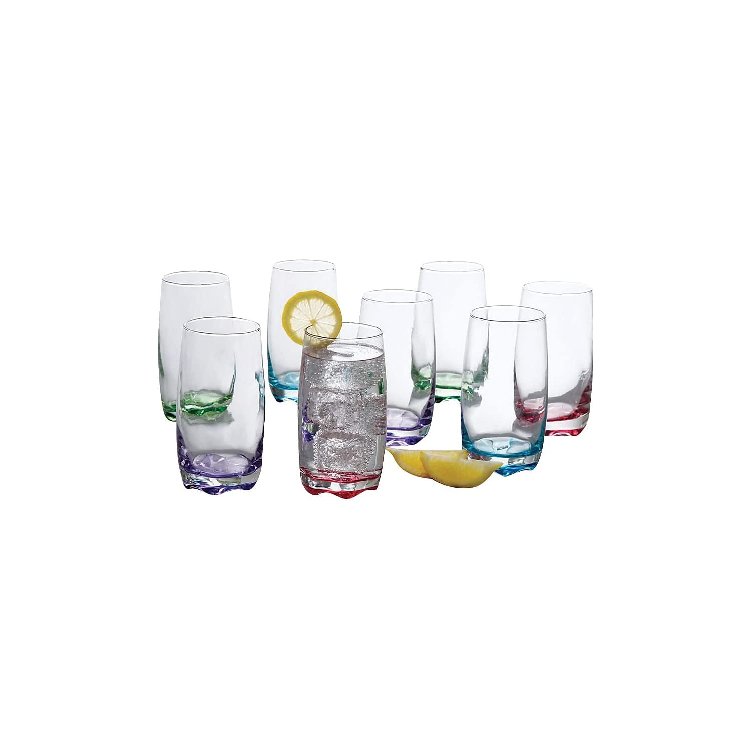 Gibson Karissa 8 Piece Drinking Glass Tumbler Set, Assorted, 13 oz. (92361.08) (93596601M)
