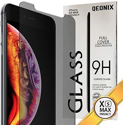 QEONIX iPhone XS Max Privacy Screen Protector 6.5 inch, Premium Anti-Spy Real 9H Tempered 3D Glass / Case Friendly, Scratch Proof