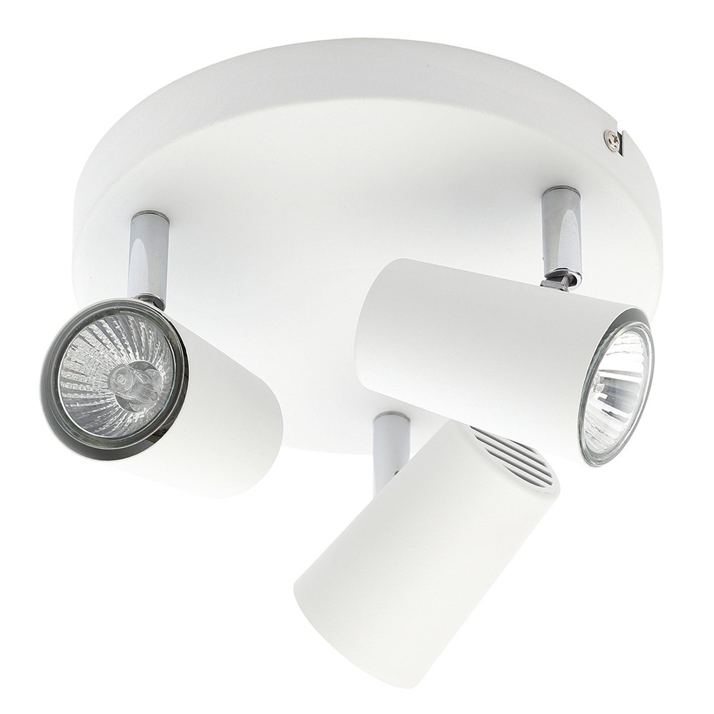 LITECRAFT Chobham Spotlight Plate Adjustable GU10 Ceiling 3 Light - White