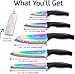 SiliSlick Kitchen Knife Set, Rainbow Titanium Coated Blades, High Carbon Stainless Steel, Chef, Santoku, Bread, Utility and Pairing Knives, Ergonomic Better Grip Handles