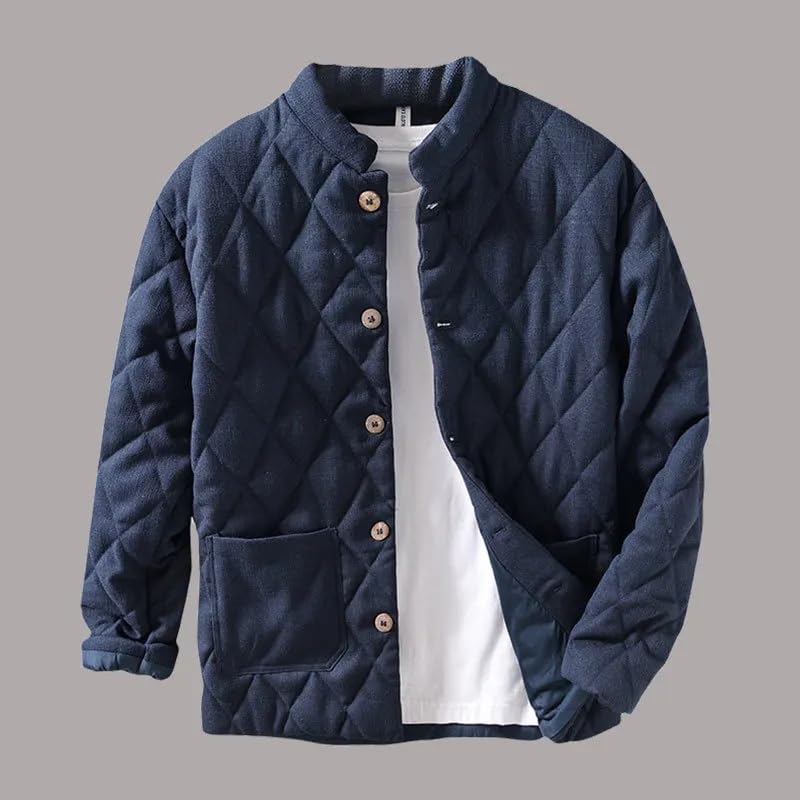 Japanese Style Stand Collar Warm Padded Jacket For Men Vintage Solid Loose Versatile Wadded Jacket Male Outwear2
