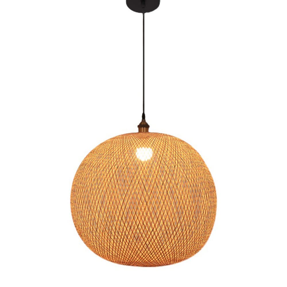 Buy QIVGXBO Vintage Globe Pendant Lamp Single Light Natural Wicker