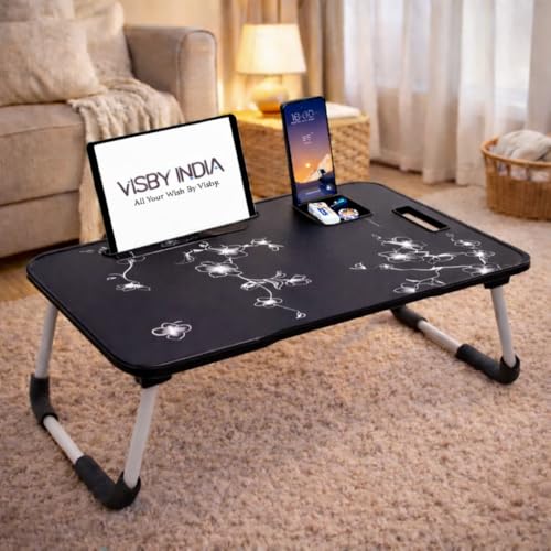 Image of Study Table Bed Table Premium Laptop Table /Foldable and Portable Wooden /Writing Desk for Office /Home /School (US Flower)