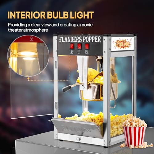 Image of ROVSUN Popcorn Machine with 8 Ounce Kettle Makes Up to 32 Cups ETL Certified, Countertop Popcorn Maker Commercial Popcorn Machine Movie Theater Style w /Scoop, Oil Spoon & 3 Popcorn Cups, Black