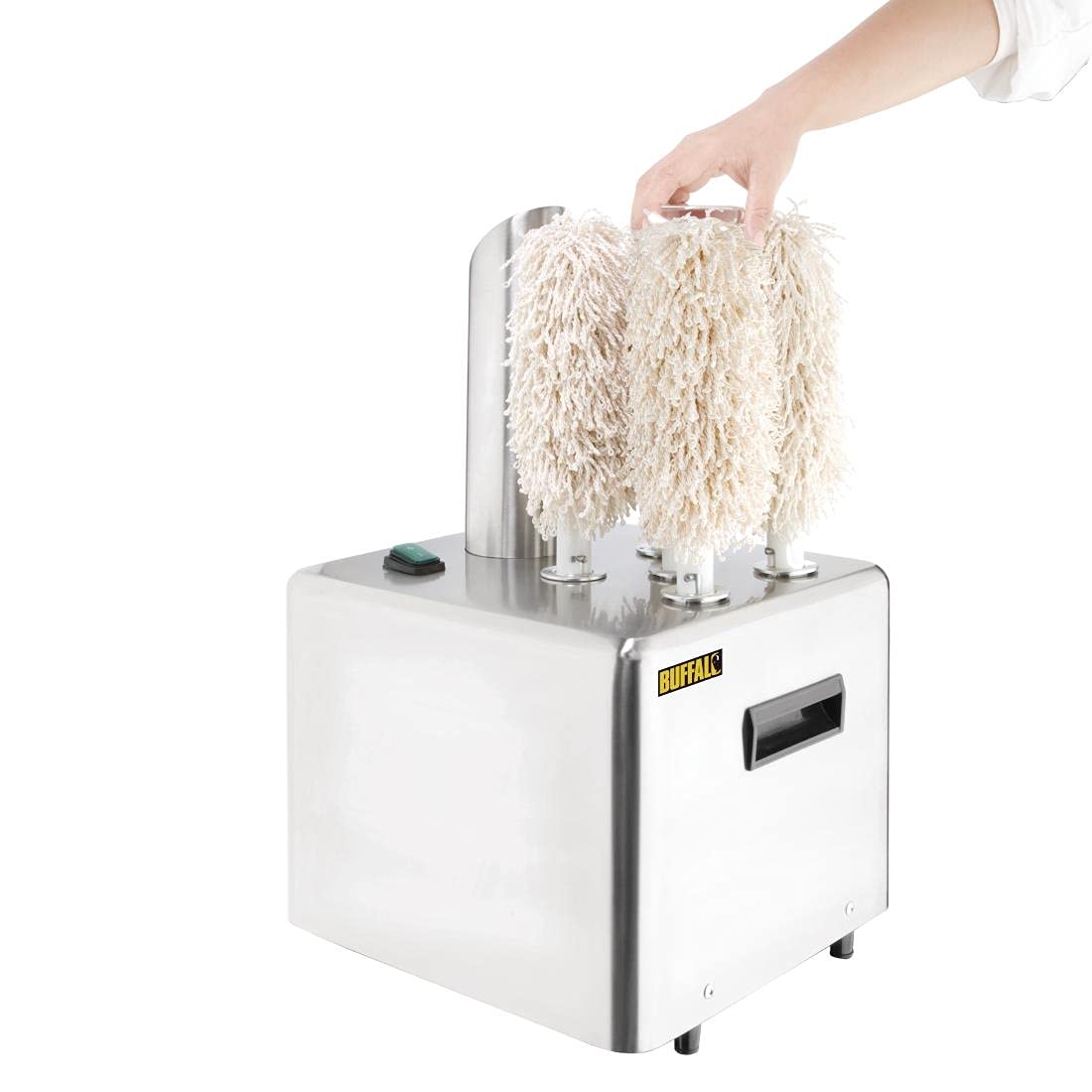 Buffalo Polisseur à Verres Professionnel 1200-1500W, Acier Inoxydable, 5 brosses rotatives, Aucun Liquide requis, Usage Professionnel et Domestique, FA118