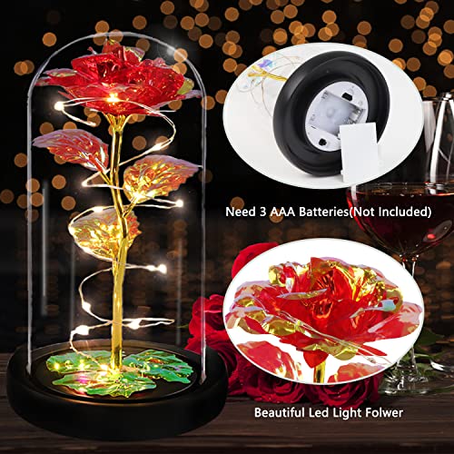 Alagoo Mothers Day Mom Gifts For Her, For Mom, Rose Flower Gifts For Women, Red Preserved Artificial Rose Flower Gift In A Glass Dome, Women Birthday Gifts For Wife, Grandma(Red) #TOP2