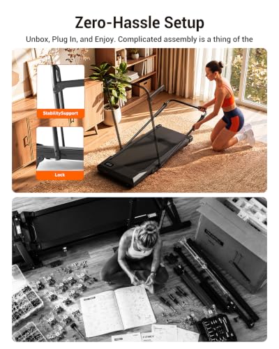 Image of Walking Pad with 6% Incline, 300LBS Capacity Under Desk Treadmill for Home Office, Quiet Portable Mini Treadmill with App & Remote Control, No Assembly, Slim Design for Small Spaces