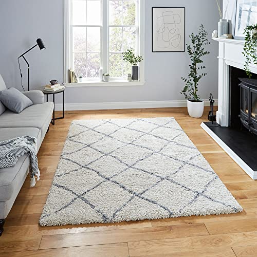 Image of Think Rugs Scandi Berber G257 High Density Pile Shaggy Rug, Cream/Grey, 200 x 290 Cm