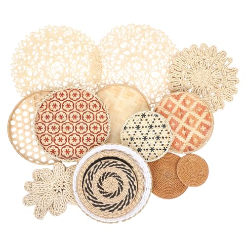 Lot de 15 paniers muraux tressés NIYANGLE ronds et plats pour une décoration bohème