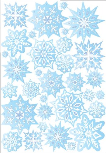 Blue Snow Flakes Wall Stickers Snowflake Wall Decor in Ice Blue 32 Frozen Inspired Snowflake Wall Decals