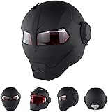 Iron Man Motorcycle Full Face Helmet Motorbike Moped Crash Helmet Lightweight 2.86lb for Adult Men Youth D.O.T Certified (Matt Black, X-Large)