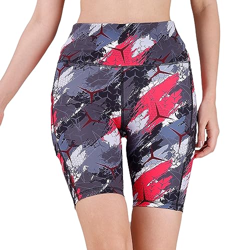 Image of SOIE Women Polyester Blend Sports Shorts High Waist Knee Length with Side Pocket Quick Dry Squat Proof Athleisure Shorts for Workout