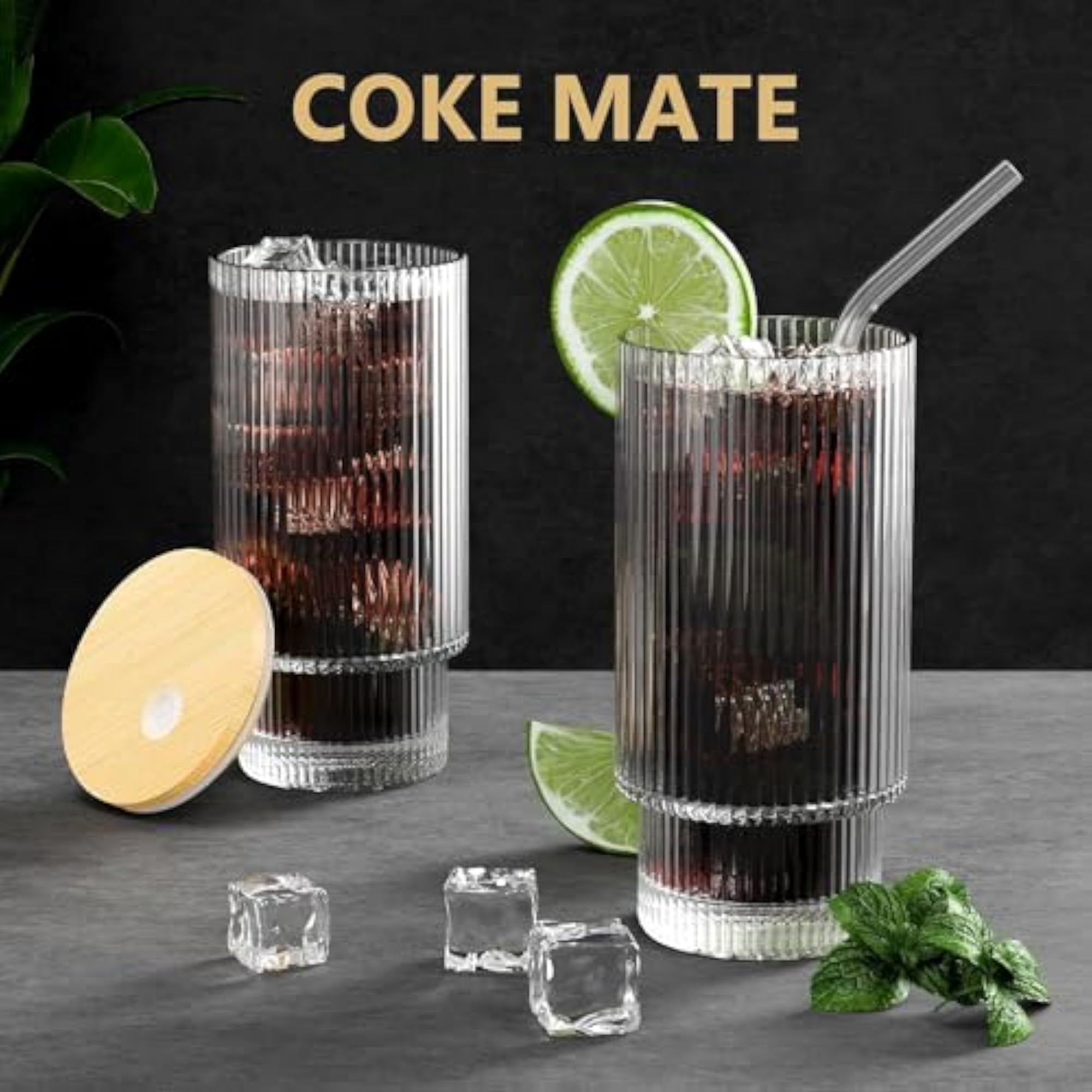 Stackable Glass Sipper with Wooden Lid, 300 ML Capacity