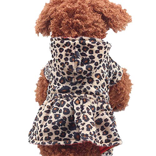 Tonsee Haustierkleidung Haustier Hund Kleid Pullover Mode T-Shirt Frühling Sommer Kleidung Leopard Hoodie Sweatshirt Welpen Weiche Bequem Kostüme für Haustiere Welpen Kleine Große Hunde (M, Braun) Cover