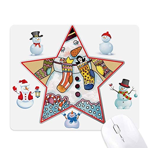 Tapis de souris bonhomme de neige et chaussette de Noël étoile pour bureau