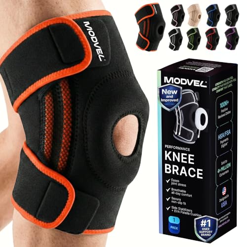 Image of Modvel Knee Brace with Side Stabilizers & Patella Gel Pads for Pain Relief and Joint Support Breathable, Non-Slip Compression Sleeve for Men & Women, Arthritis, Meniscus, ACL Recovery