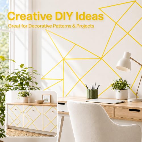 Image of Yellow Masking Tape, 6 Rolls, 0.94 Inch x 60 Yards | Writable matte paper tape for painting, labeling, crafts, classroom and office use