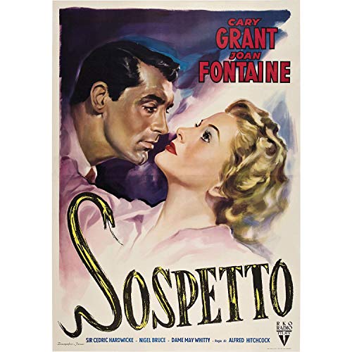 Vieille affiche de film Suspicion 1941 poster rétro cinéma italien géant 91x117cm