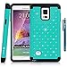 Galaxy Note 4 Case, Style4U Galaxy Note 4 Studded Rhinestone Crystal Bling Hybrid Armor Case Cover for Samsung Galaxy Note 4 with 1 HD Screen Protector and 1 Stylus [Teal / Black]