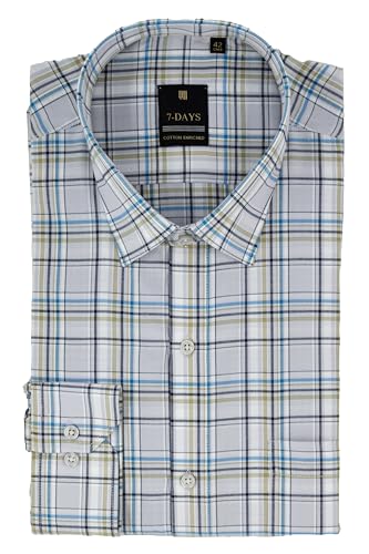 Image of 7-DAYS Men's Premium Checks Formal Shirt - Cotton Rich, Regular Fit, Full Sleeve, with Pocket, Wrinkle Resistant - Stylish Office & Everyday Wear.