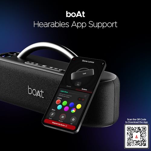 boAt Stone Lumos 60W Bluetooth Speaker w/ 7 LED Projection Modes, Hearables App Support, Dual EQs, Up to 9hrs of Playtime, TWS Feature, Built-in Mic, BT v5.3(Midnight Black) 3 51aNyEFt TL