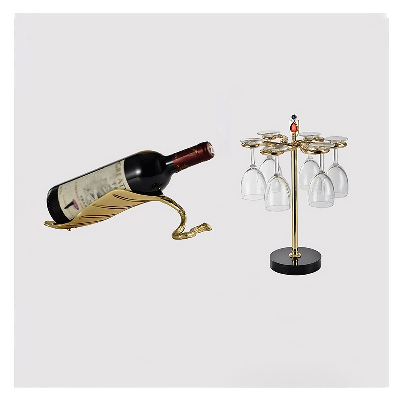 Rack de vin en métal avec porte-bouteille et support pour 6 verres de table