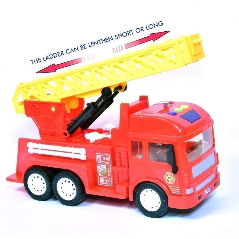 Image of Friction Powered Fire Rescue Truck Toys with Lights Siren Sound Unbreakable Fire Engine with Rescue Rotating Ladder Crane Toy for Kids Boys Girls Pull Back Vehicles (Multicolor)