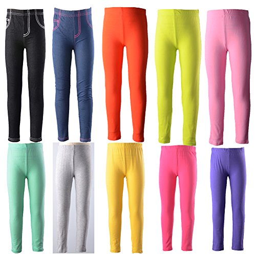 Girls' Cotton Stretch Tight Leggings 11 Colors All Seasons Orange 123