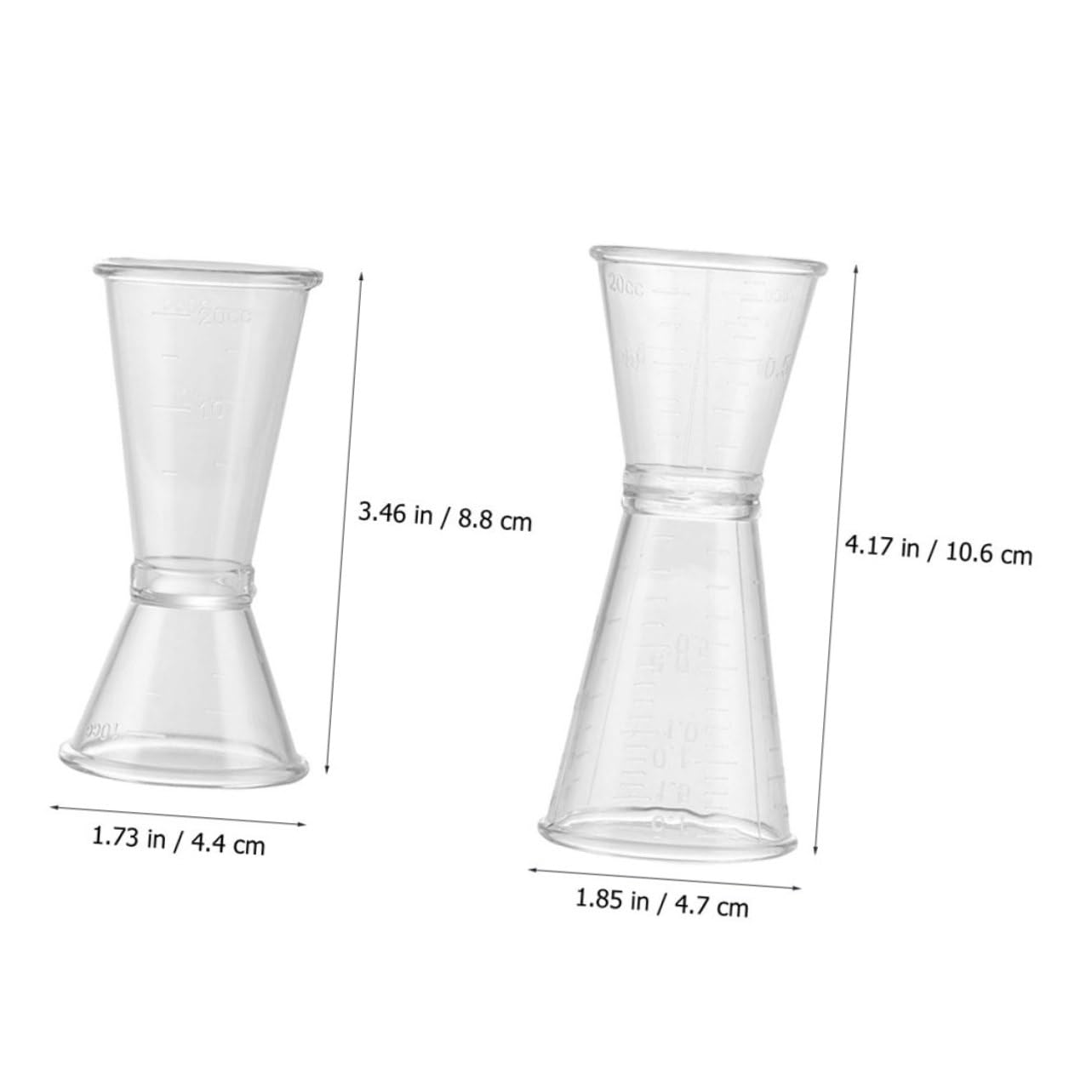 SOLUSTRE 2sets Double Sided Measuring Cups Transparent Jigger for Cocktails Bar Accessory Accurate Liquid Measurement for Home Bartending and 6pcs*2