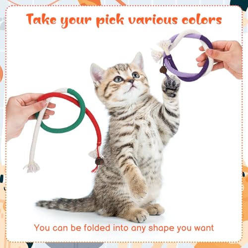 Guiqulai 6 Pack Cat Toys for Indoor Cats, Pet Chew Toys Bent Cat Rope Toy with Catnip, Safe Teeth Cleaning Toy, Bite-Proof Cotton Rope Playthings, Catnip Chew Ropes for Dental Care & Stress Relief - Image 3