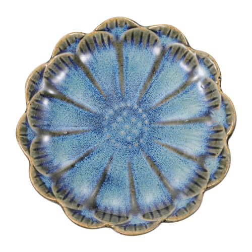 GRIRIW Flower Shape Snack Dish Ceramic Plate Food Container Sauce Serving Bowl Kawaii Plate