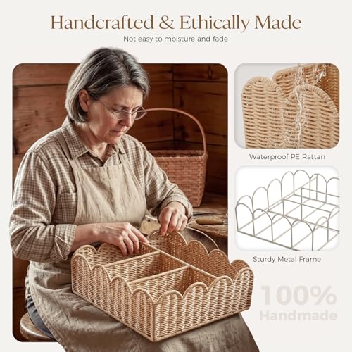 Klippehop Wicker Diaper Caddy Organizer, Nursery Storage Basket for Diapers and Baby Wipes, Baby Essentials Organizer for Changing Table, Splinter Free Rattan Style (Natural, XL) by Klippehop - Image 5
