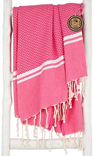 ZusenZomer Hamamtuch Damen 100x190 - Fouta Hammam Tuch Saunatuch Pestemal XXL - 100% gekämmte Baumwolle Oeko-TEX® - Fair Trade Hamamtücher (Rosa)