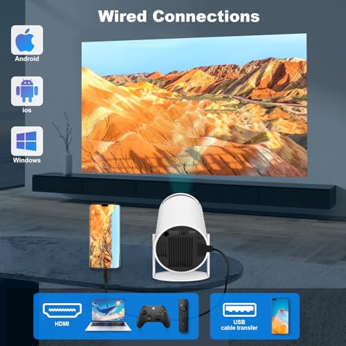 Image of HY300 Mini Projector for Home, Portable Smart Projector with WiFi Bluetooth Android 13, 1080P 4K Support, Auto Keystone, Home Theater & Outdoor Movies