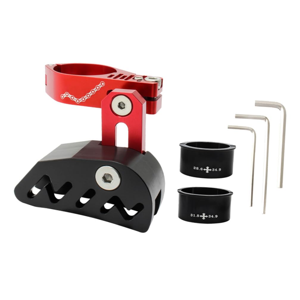 TOYANDONA Guida Catena Bici Stabilizzatore Rosso Lega di Alluminio | Pom, Previene la Caduta della Catena, per Deragliatore Anteriore e Disco Singolo