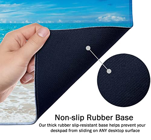 Image of SSOIU Gaming Mouse Pad, Extended Mouse Pad, 35.5x15.7inch XXL Large Big Computer Keyboard Mouse Mat Desk Pad with Non-Slip Base and Stitched Edge for Home Office Gaming Work, Beaches Sunny Day