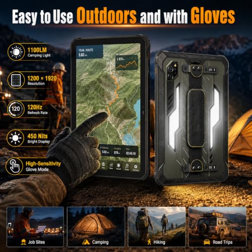 Image of Al Rugged Tablet, 20000mAh, 1100LM Light, 11 In Android Tablets, 24GB+256GB