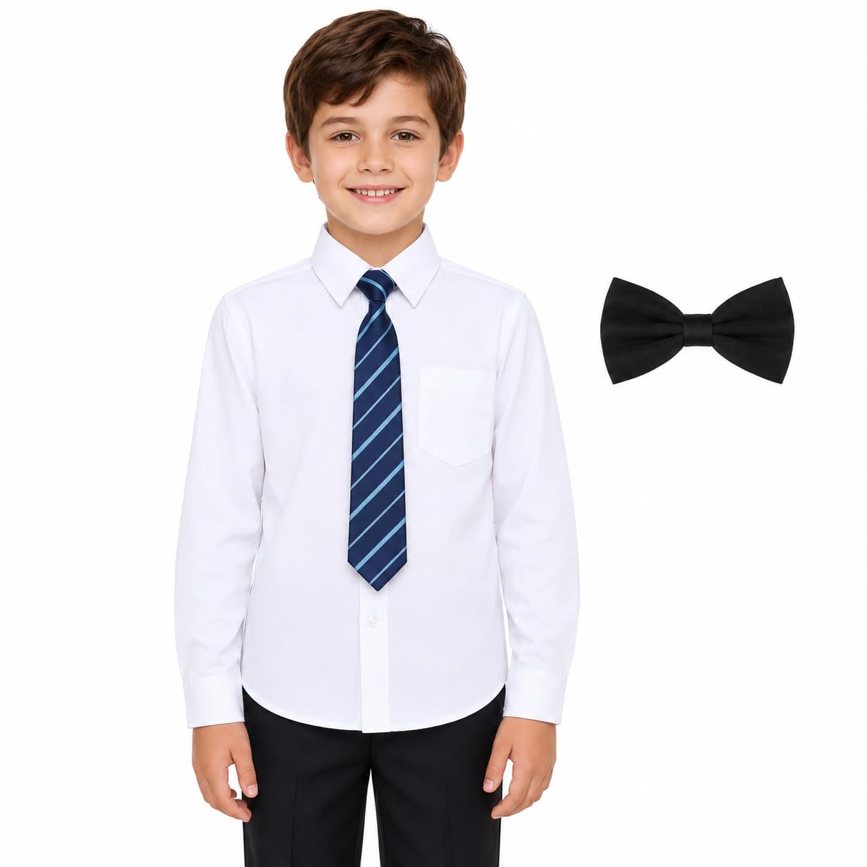 Bienzoe Garçons Uniforme Scolaire Chemise: Enfants Manches Longues Oxford Boutonnée Robe Chemises Paquet