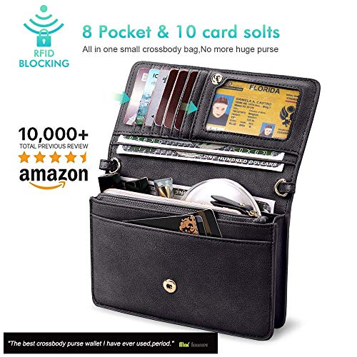 Nuoku Black Wristlet Small Crossbody Cellphone Purse+Grey Passport Holder Rfid Blocking Travel Wallet For Women thumb #2