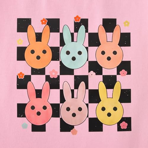 Image of SOFEON Kids Girls Easter Shirt Cute Bunny Graphic T-Shirt Funny Rabbit Flower Short Sleeve Tees Happy Easter Gift Tops
