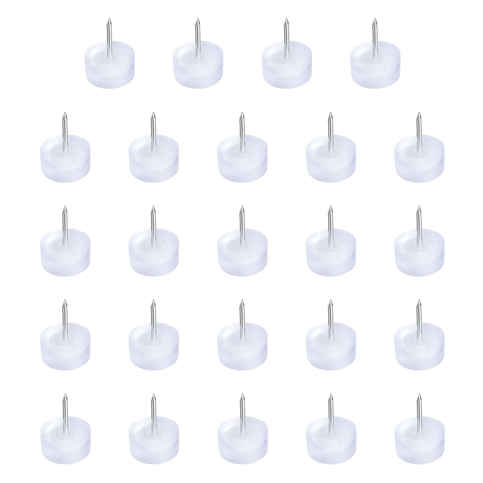 sourcing map 24Pcs Furniture Sliders, 18mm Round Plastic Furniture Guides Nail-on Pads, Hardwood Floor Protectors for Chair, Table, Desk, Cabinet Leg, Transparent Blue