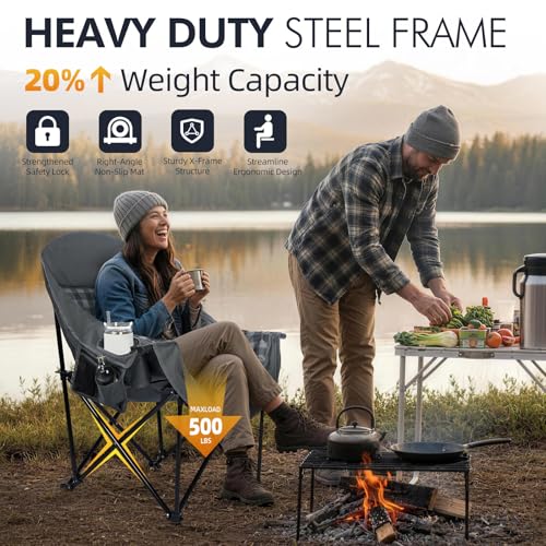 Image of Oversized Camping Chair for Adults 2 Pack - Heavy Duty Outdoor Padded Chair