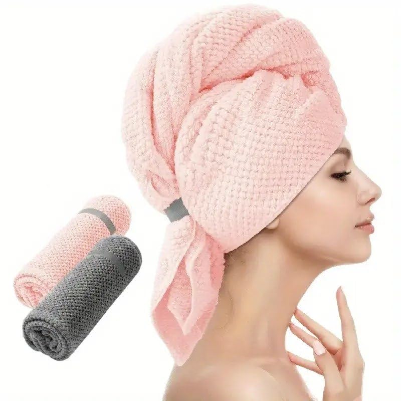 Extra Large Microfiber Hair Towel Wrap for Women Super Absorbent Quick Dry Head Towel Turban Hair Drying Towel Soft Anti Frizz Fast Dry Hair Wrap for Long Thick Curly Wet Hair Bathroom Spa Gym Travel-image-26