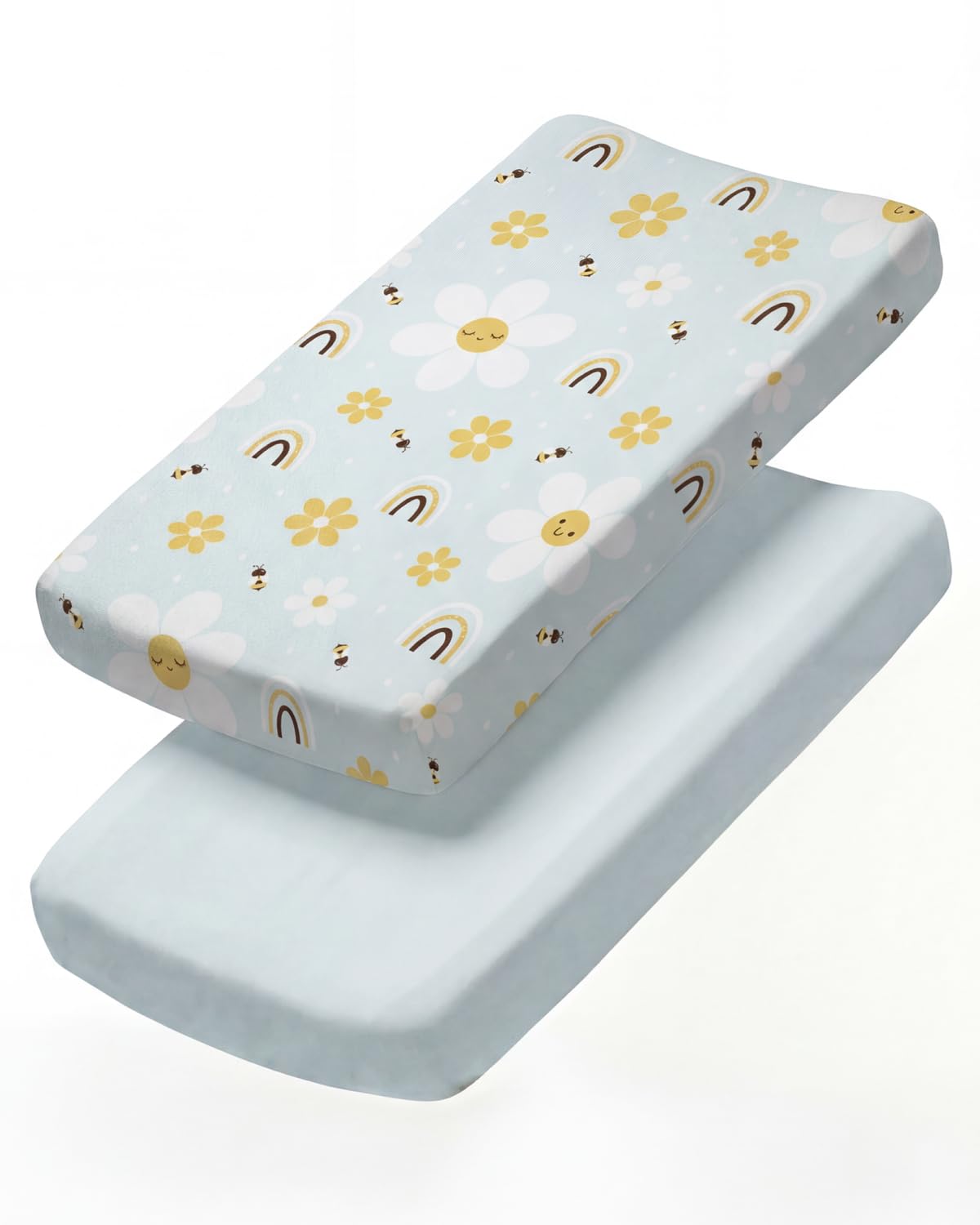 Changing Pad Cover - Pack of 2 Diaper Change Table Sheets - Rainbow Bloom