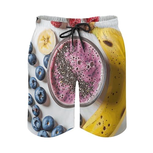 Men's Swim Trunks Quick Dry Board Shorts with Pockets Beach Shorts A Glass of Fruit Smoothie Bathing Suits for Men 7