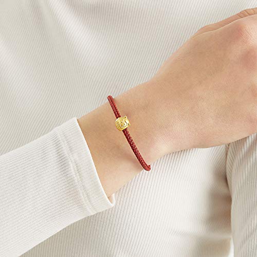 CHOW SANG SANG 999 24K Solid Gold Lucky Cat Daruma Doll Mini Charm Bracelet for Women 92310C2
