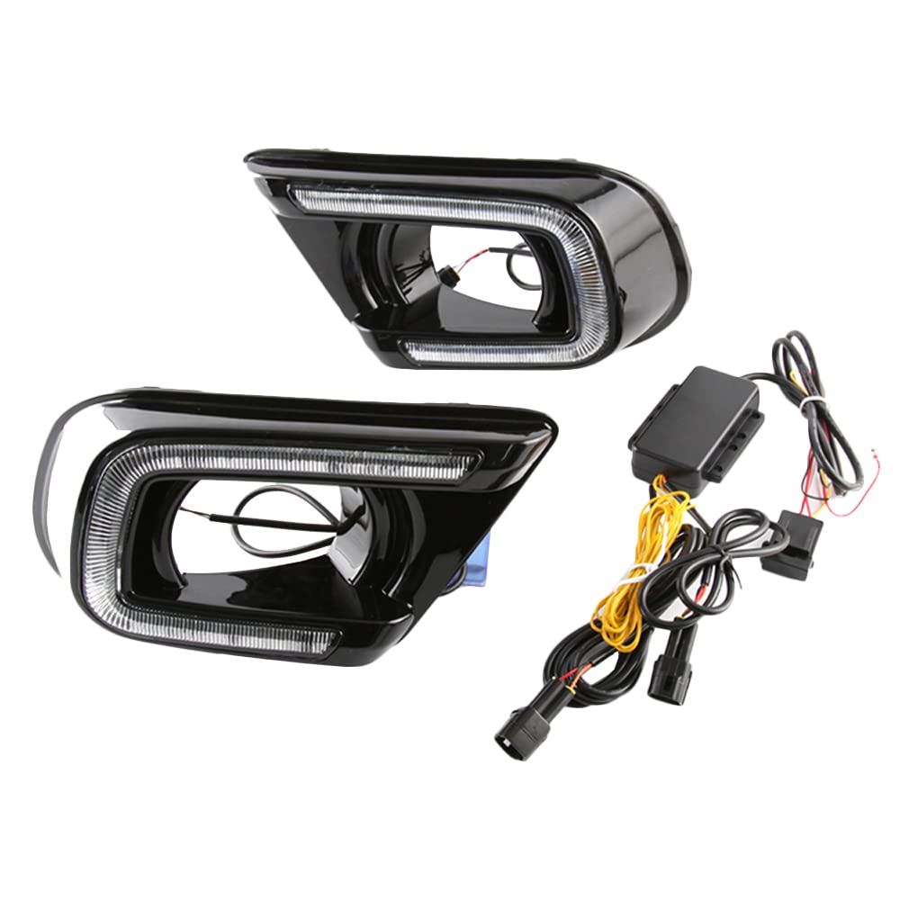 Riloer 1x Luci di Marcia Diurne DRL a Lente Trasparente Luce Bianca Blu Compatibili con D0DGE Journey/JC/JCUV 2013-2016, Compatibili con F1AT Freemont 2013-2016, Segnale di Svolta Guida Anteriore